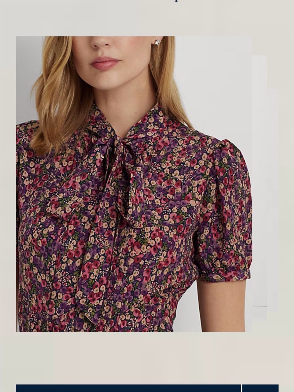 Lauren by Ralph Lauren Curve Zachari-Floral Classic Midi Shirt Dress Size 10P - Picture 12 of 16